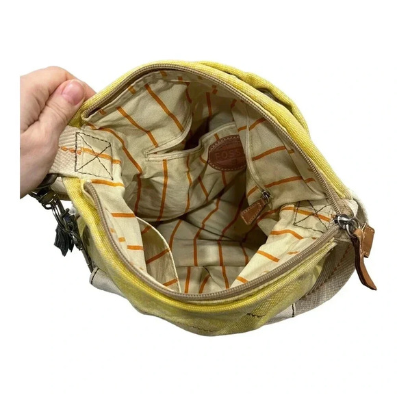 Fossil Yellow Canvas Messenger Bag - Picture 11 of 12